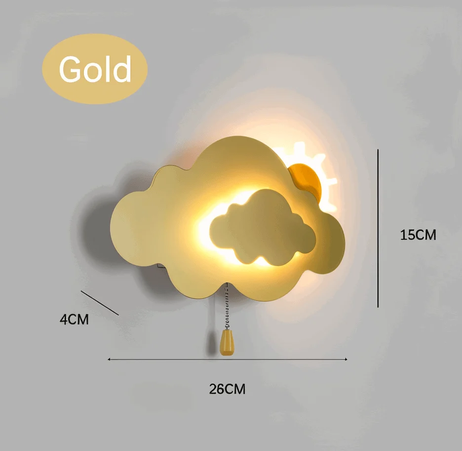 DreamyFloat Wall Lamp - Lively Clouds and Sun LED Wall Light - Children's Room Lighting -  - #tag1#