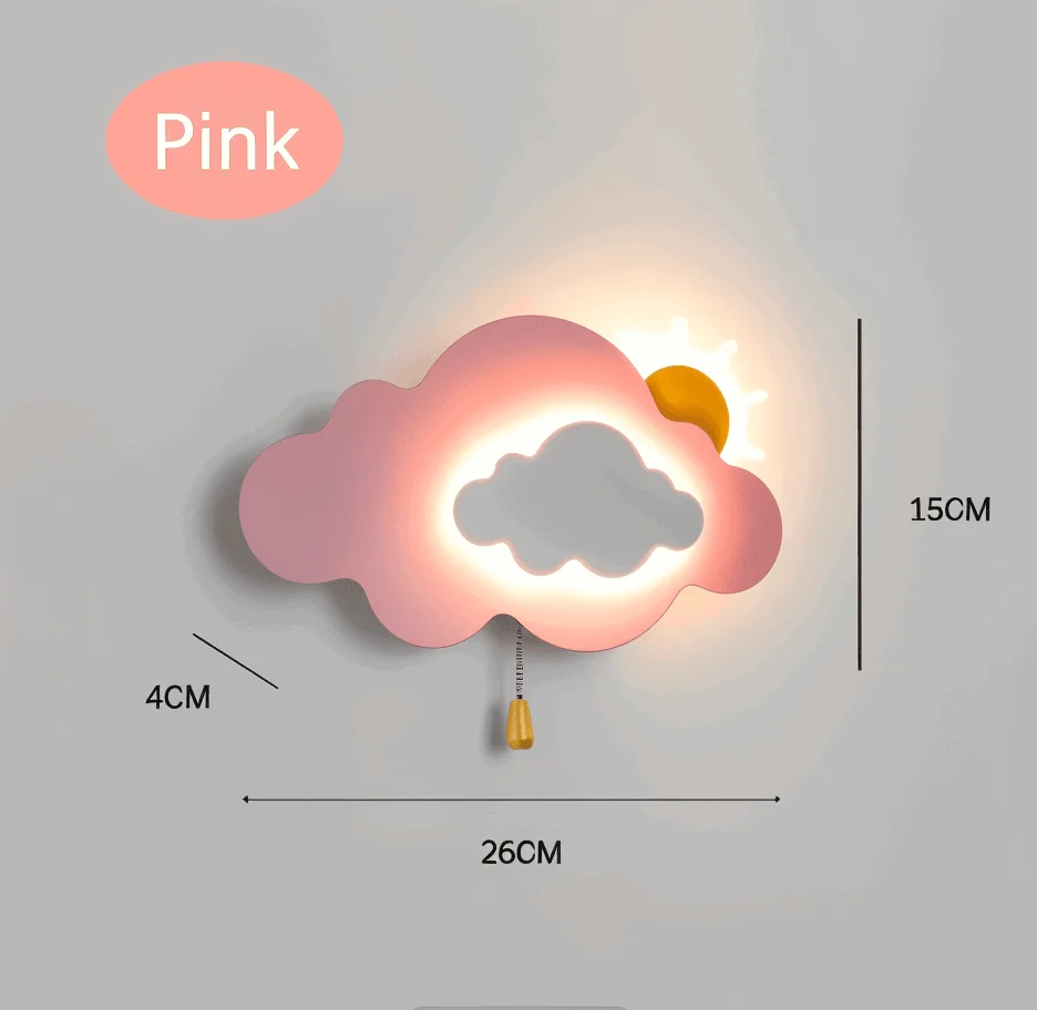 DreamyFloat Wall Lamp - Lively Clouds and Sun LED Wall Light - Children's Room Lighting -  - #tag1#