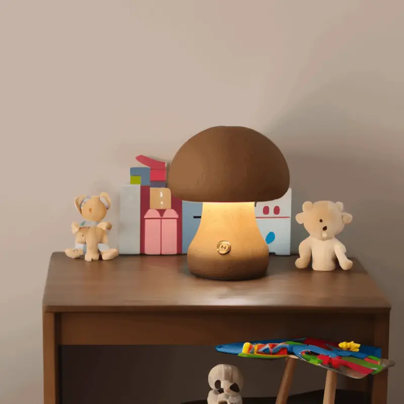 DreamyGlow Touch Switch Wooden Mushroom LED Night Light tag1
