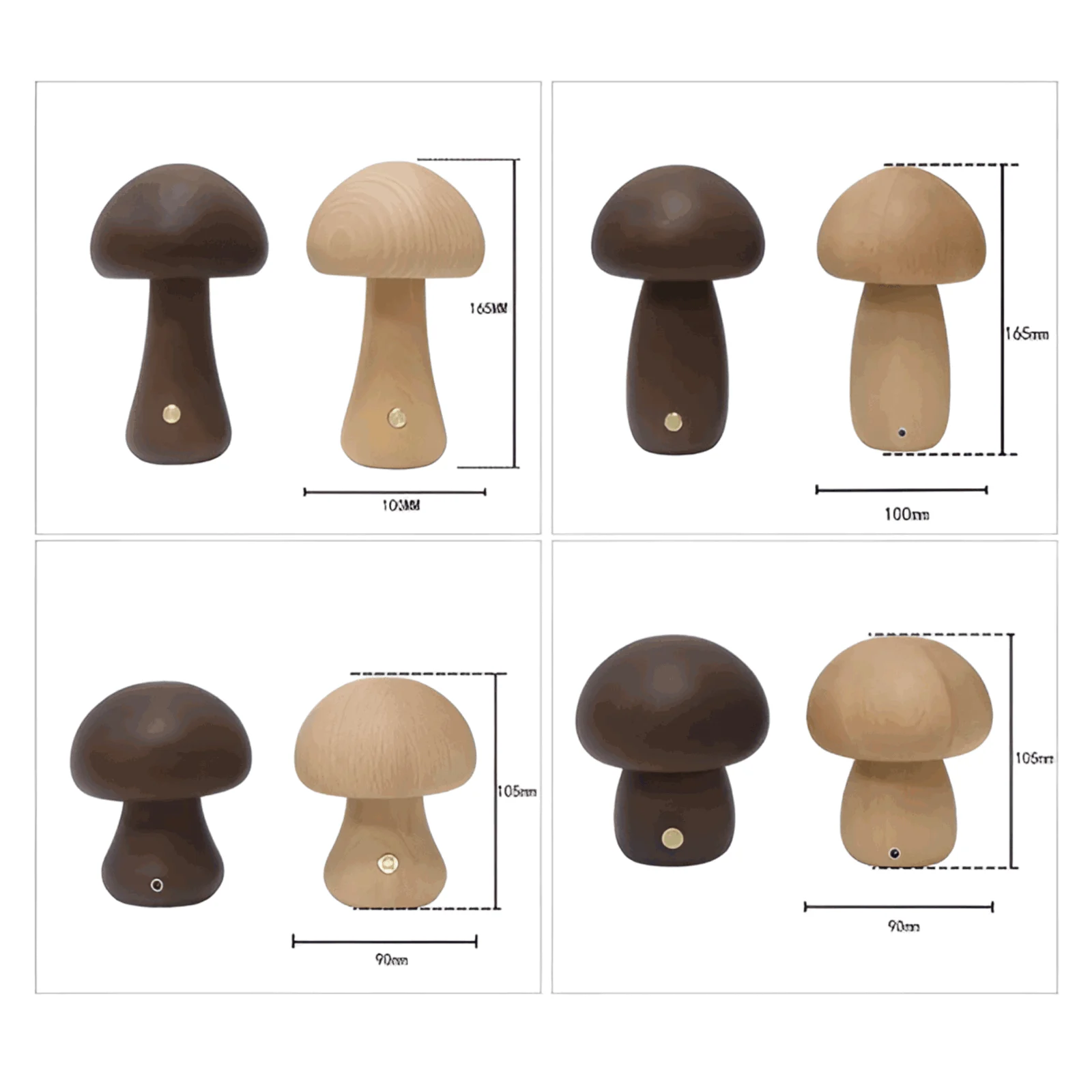 DreamyGlow - Touch Switch Wooden Mushroom LED Night Light -  - #tag1#