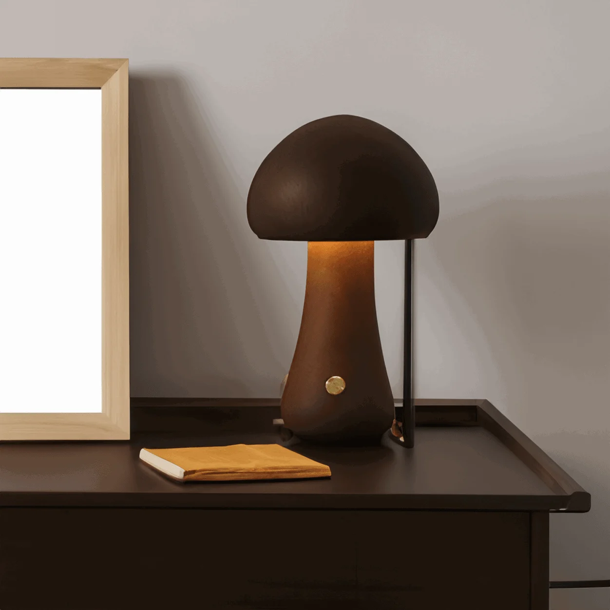 DreamyGlow - Touch Switch Wooden Mushroom LED Night Light -  - #tag1#