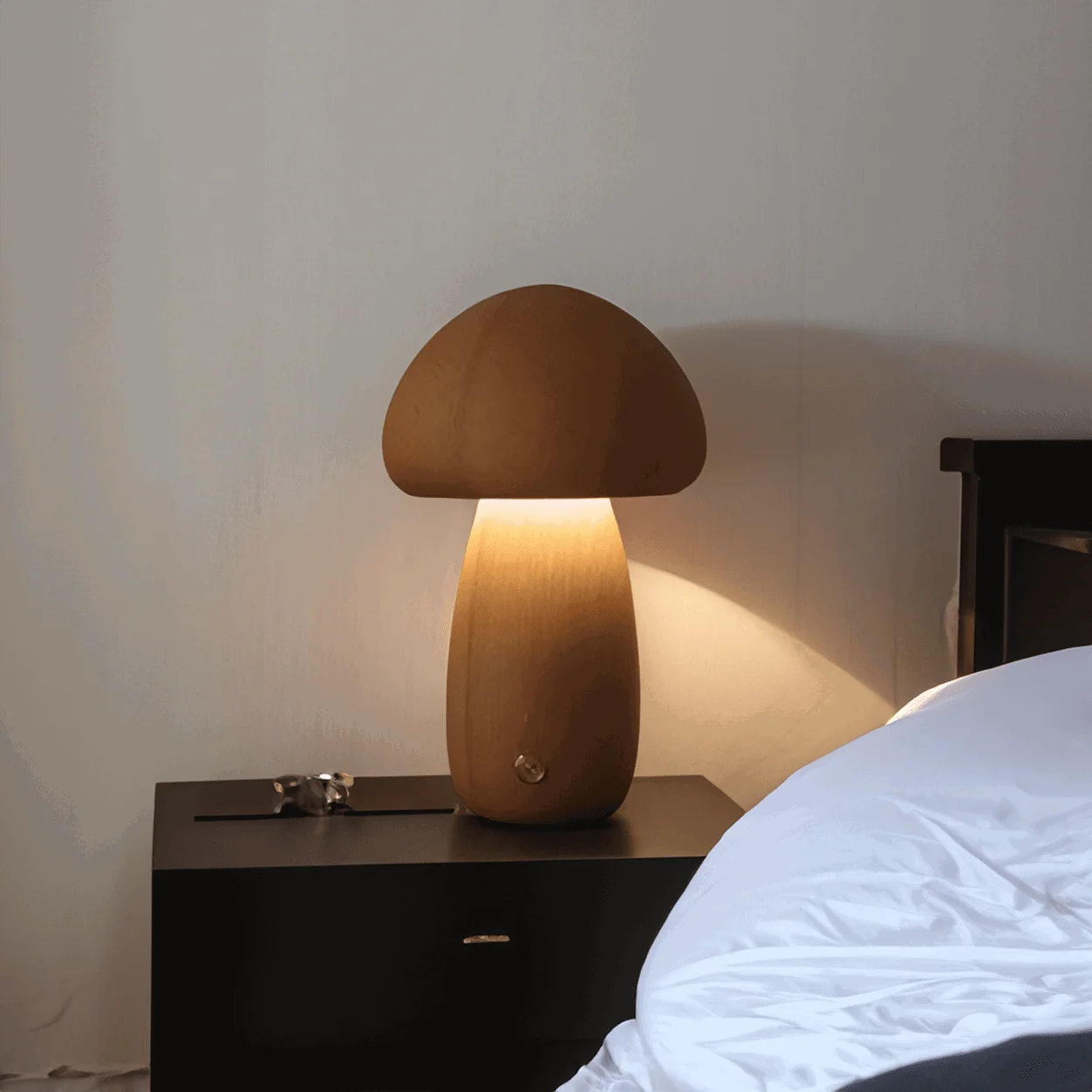 DreamyGlow - Touch Switch Wooden Mushroom LED Night Light -  - #tag1#