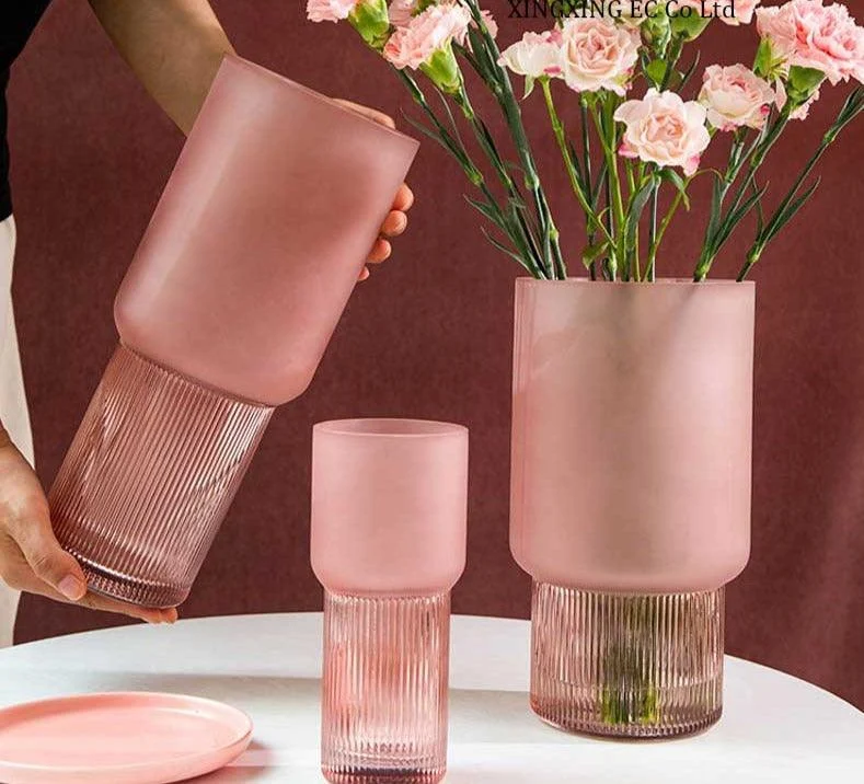 Dreamy Aesthetic Pink Frosted Glass Vase -