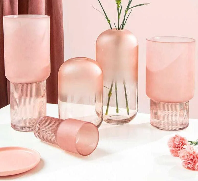 Dreamy Aesthetic Pink Frosted Glass Vase -