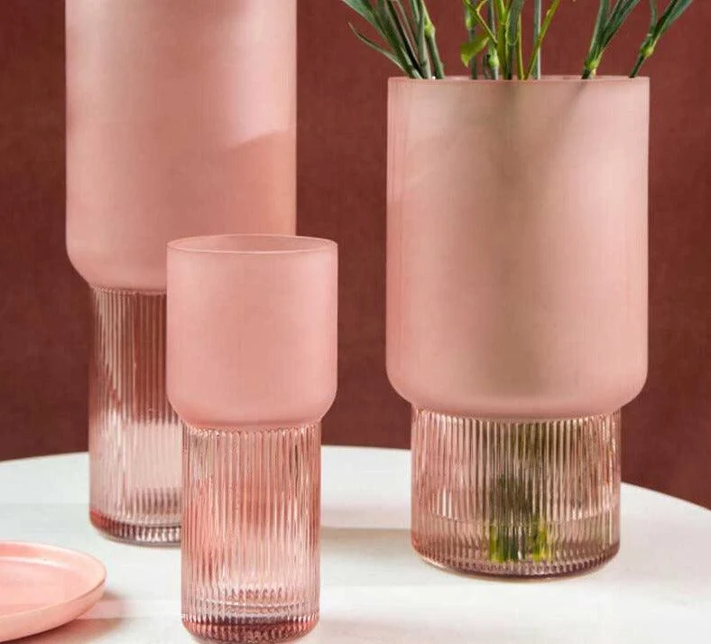 Dreamy Aesthetic Pink Frosted Glass Vase -