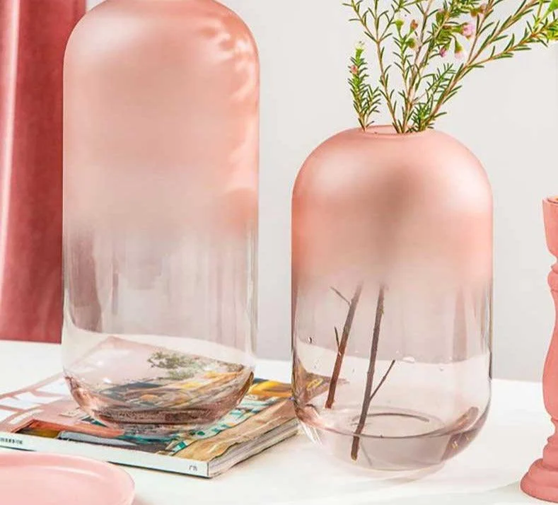 Dreamy Aesthetic Pink Frosted Glass Vase -