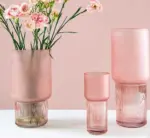 Dreamy Aesthetic Pink Frosted Glass Vase