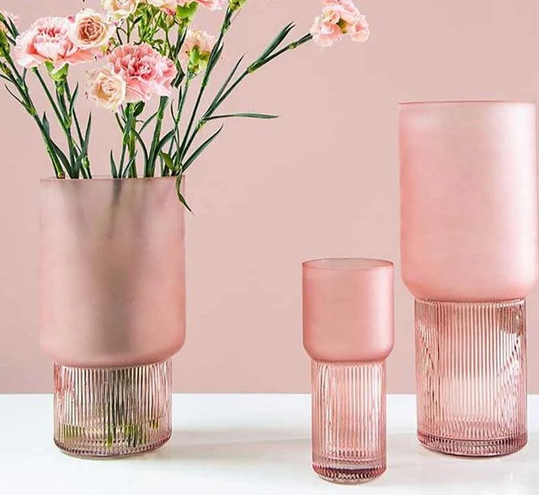 Dreamy Aesthetic Pink Frosted Glass Vase -