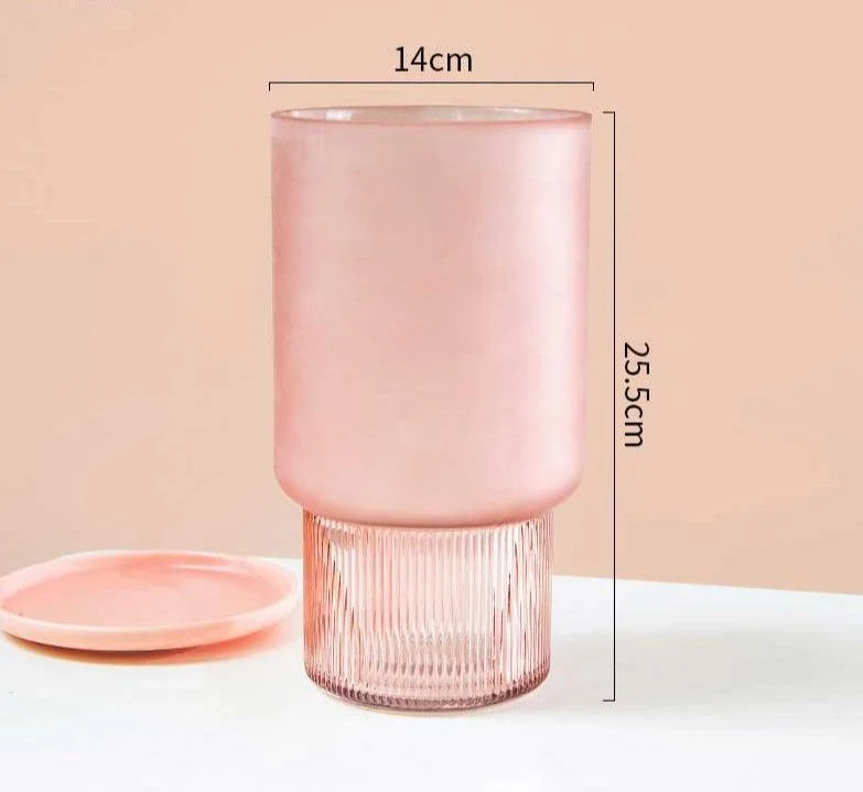 Dreamy Aesthetic Pink Frosted Glass Vase -