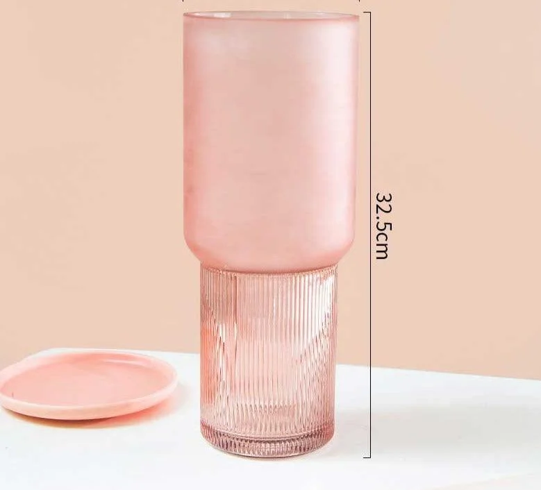 Dreamy Aesthetic Pink Frosted Glass Vase -