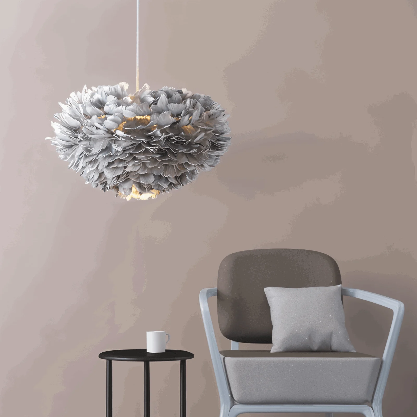Dreamy Feather Chandelier - Handmade, adjustable pendant light -  - #tag1#