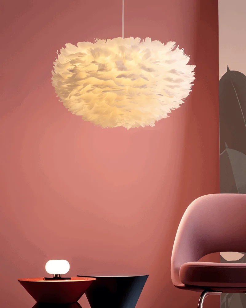 Dreamy Feather Chandelier - Handmade, adjustable pendant light -  - #tag1#