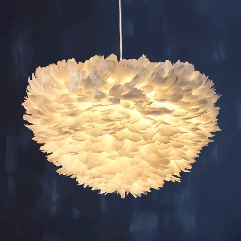 Dreamy Feather Chandelier Handmade adjustable pendant light tag1
