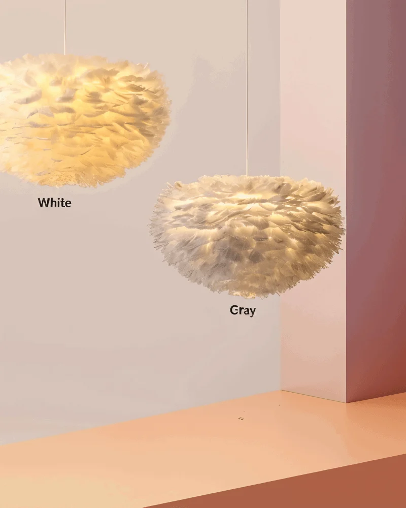 Dreamy Feather Chandelier - Handmade, adjustable pendant light -  - #tag1#