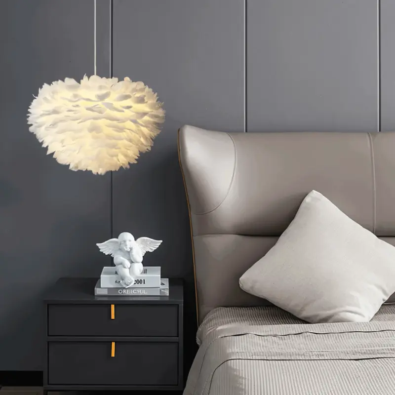 Dreamy Feather Chandelier Handmade adjustable pendant light tag1