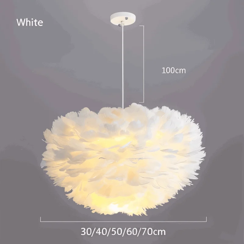 Dreamy Feather Chandelier - Handmade, adjustable pendant light -  - #tag1#
