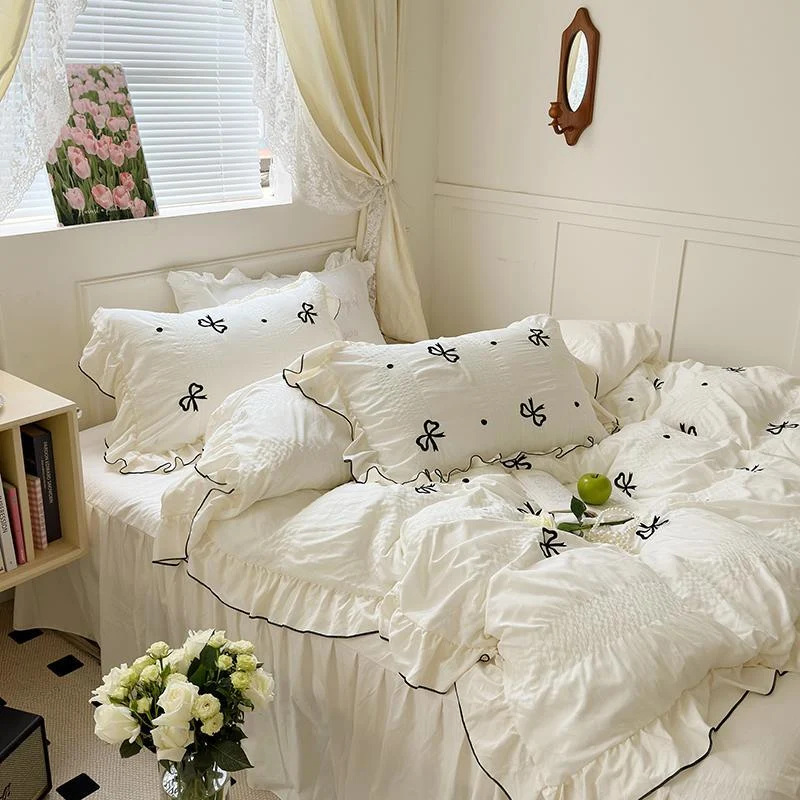 Dreamy Ribbon Ruffle Bedding Set -  - #tag1#