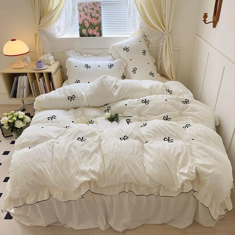Dreamy Ribbon Ruffle Bedding Set -  - #tag1#