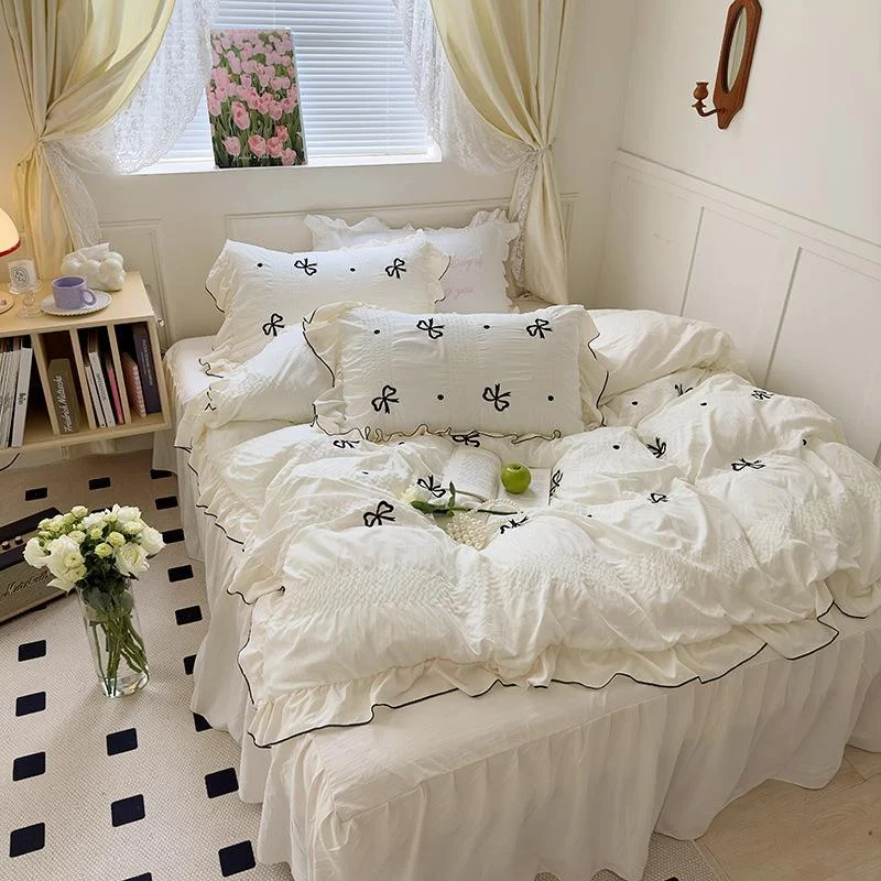 Dreamy Ribbon Ruffle Bedding Set -  - #tag1#