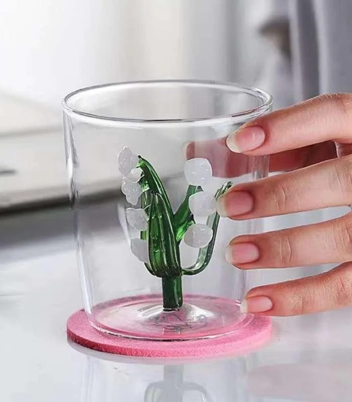 Drinking Glass Lily Of The Valley Transparent Hand-Blown Glass 300 ml -  - #tag1#