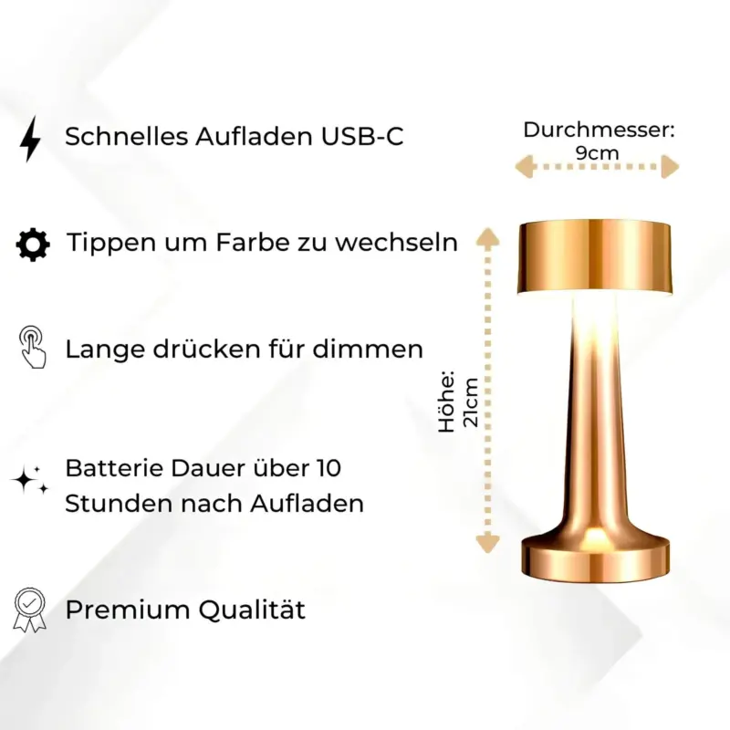 Dublin Design Tischlampe KabellosDimmerUSB C4