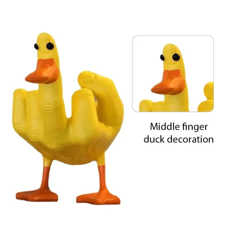 Duck Figurine Funny Middle Finger Resin Artwork tag1
