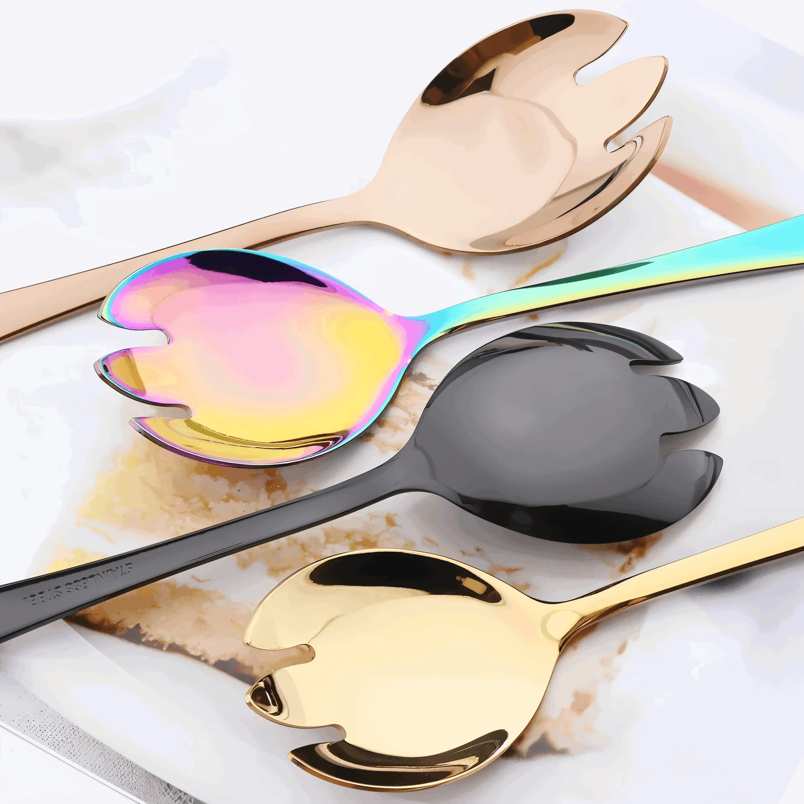 Duo-Serving Cutlery - Premium 2-piece. Stainless Steel Salad Fork & Spoon Set - Cutlery -  - #tag1#