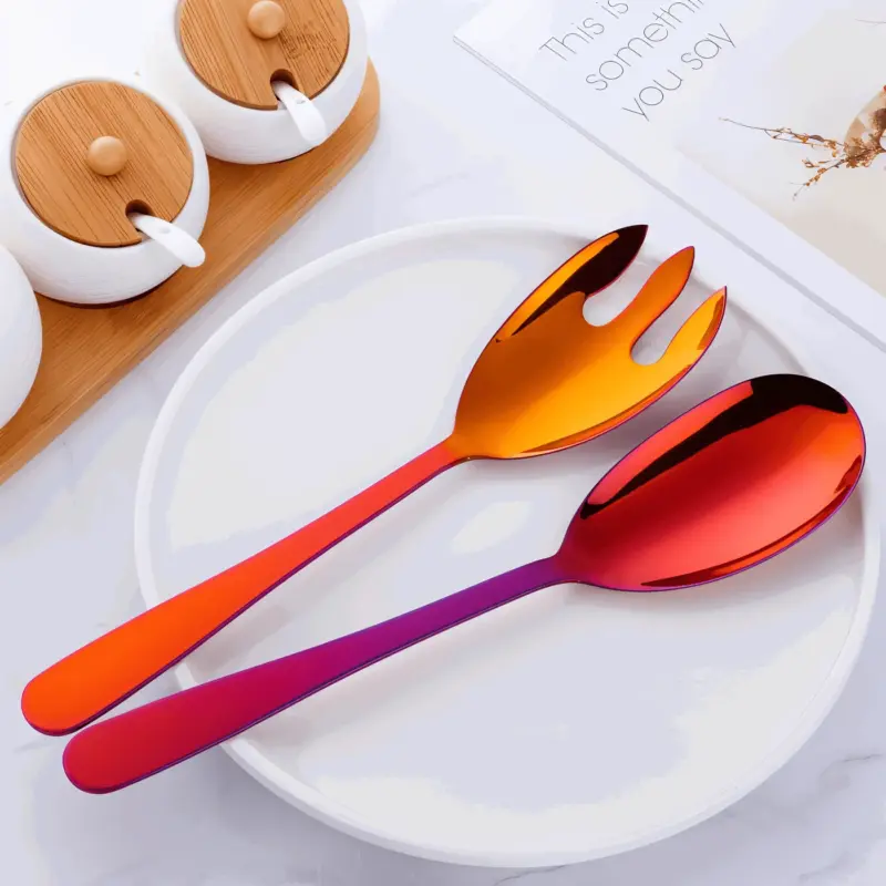 Duo Serving Cutlery Premium 2 piece. Stainless Steel Salad Fork Spoon Set Cutlery tag1
