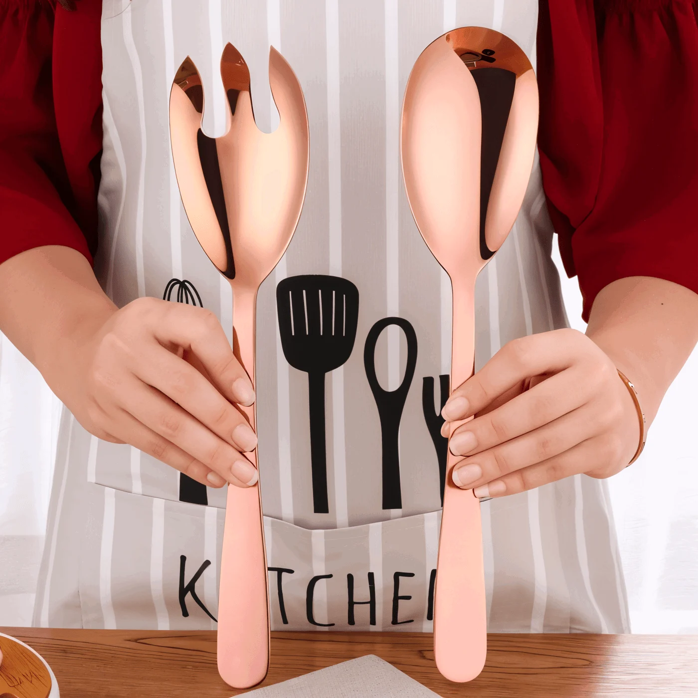 Duo-Serving Cutlery - Premium 2-piece. Stainless Steel Salad Fork & Spoon Set - Cutlery -  - #tag1#