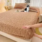 Dustproof Breathable Fitted Sheet Soft Comfortable Bedding Mattress Protector Cover tag1