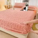 Dustproof Breathable Fitted Sheet Soft Comfortable Bedding Mattress Protector Cover tag1