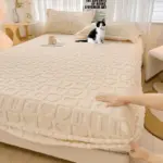 Dustproof Breathable Fitted Sheet Soft Comfortable Bedding Mattress Protector Cover tag1