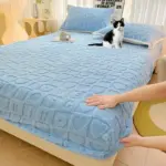 Dustproof Breathable Fitted Sheet Soft Comfortable Bedding Mattress Protector Cover tag1