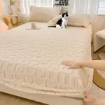 Dustproof Breathable Fitted Sheet Soft Comfortable Bedding Mattress Protector Cover tag1