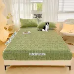 Dustproof Breathable Fitted Sheet Soft Comfortable Bedding Mattress Protector Cover tag1
