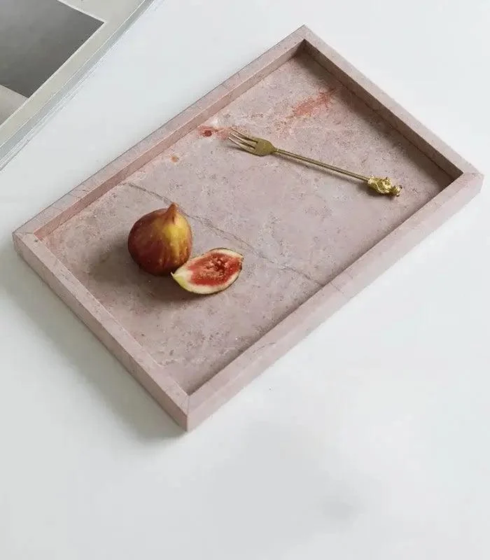 Dusty Rose Natural Marble Decorative Tray -  - #tag1#
