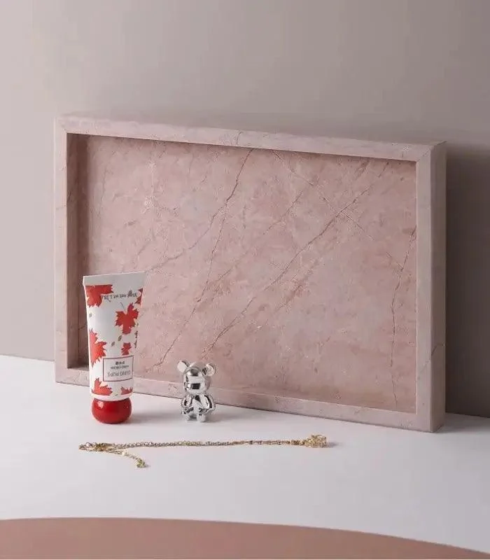 Dusty Rose Natural Marble Decorative Tray -  - #tag1#