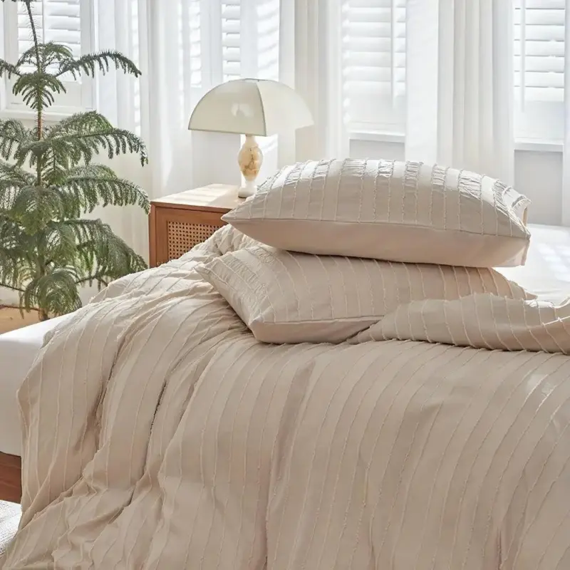 Duvet Embroidered Striped Duvet cover tag1