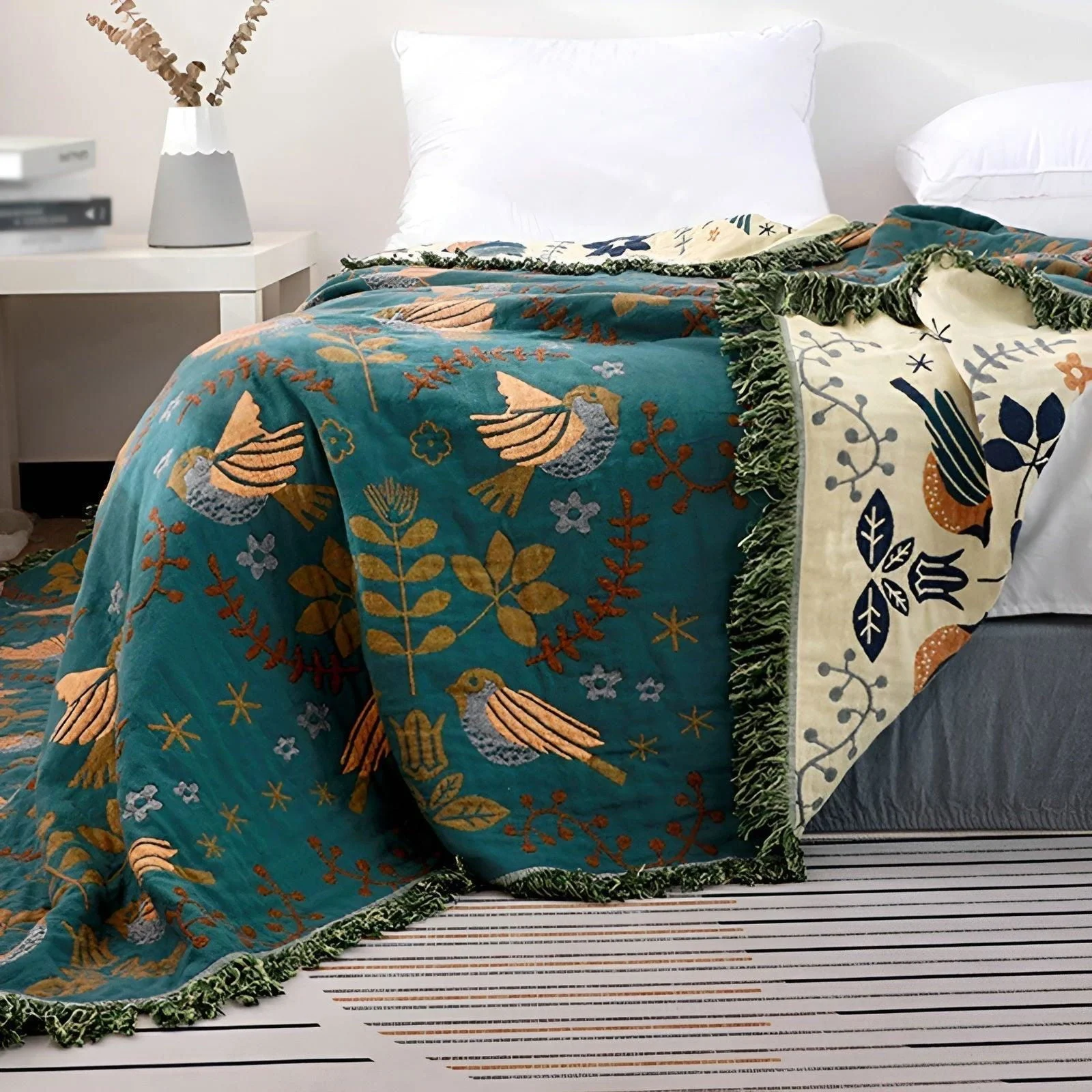 Duvet cover - Boho - Floral Embroidery - Warm blanket -  - #tag1#