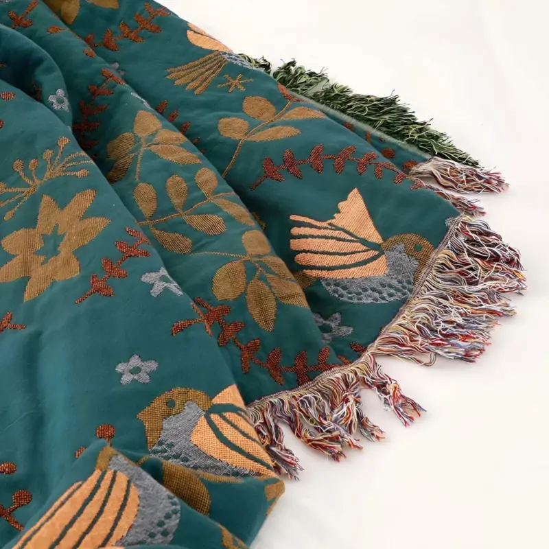 Duvet cover Boho Floral Embroidery Warm blanket tag1