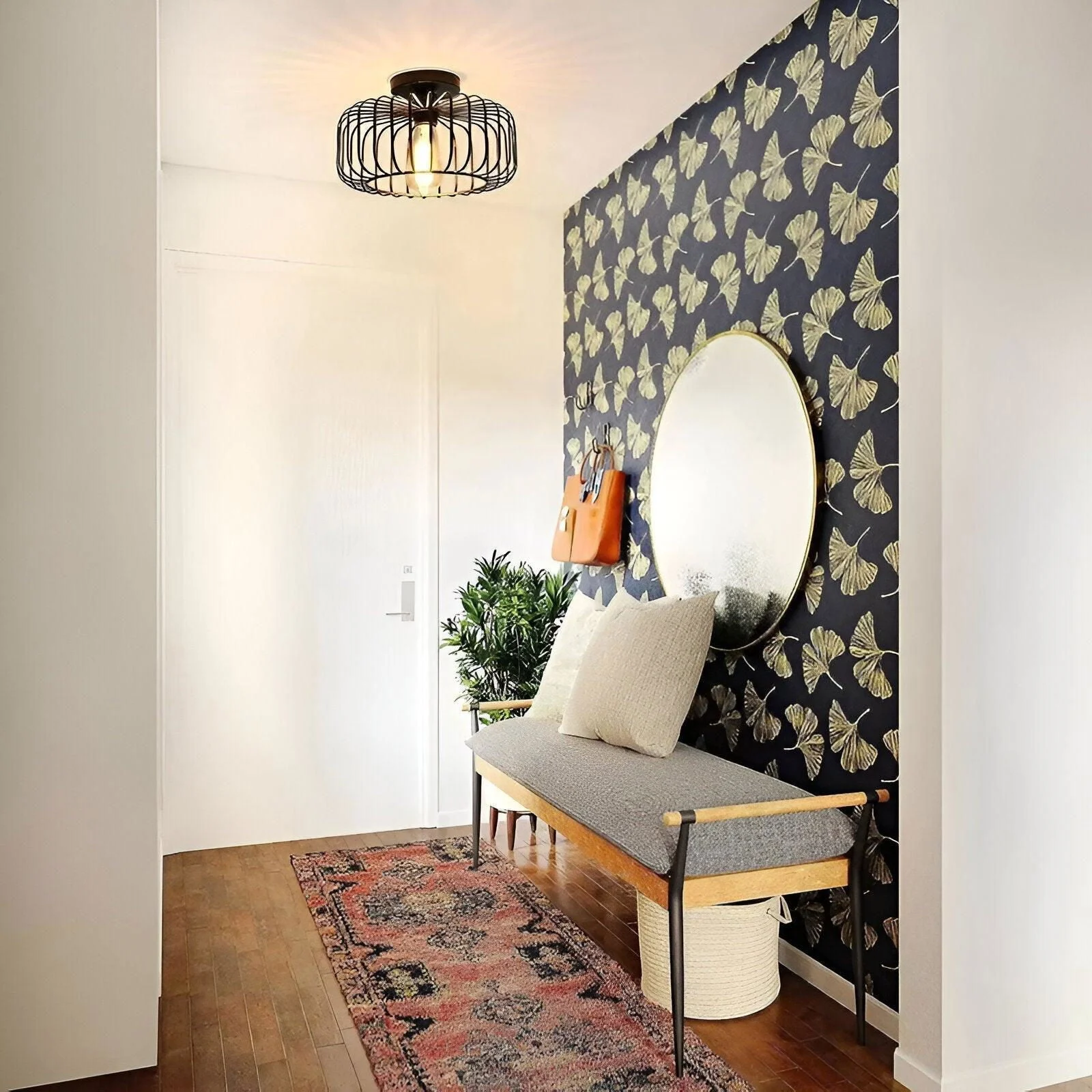 E27 Birdcage Ceiling Light - Black Cage Light - Surface Mounted Ceiling Light -  - #tag1#