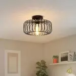 E27 Birdcage Ceiling Light Black Cage Light Surface Mounted Ceiling Light tag1