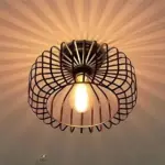E27 Birdcage Ceiling Light Black Cage Light Surface Mounted Ceiling Light tag1