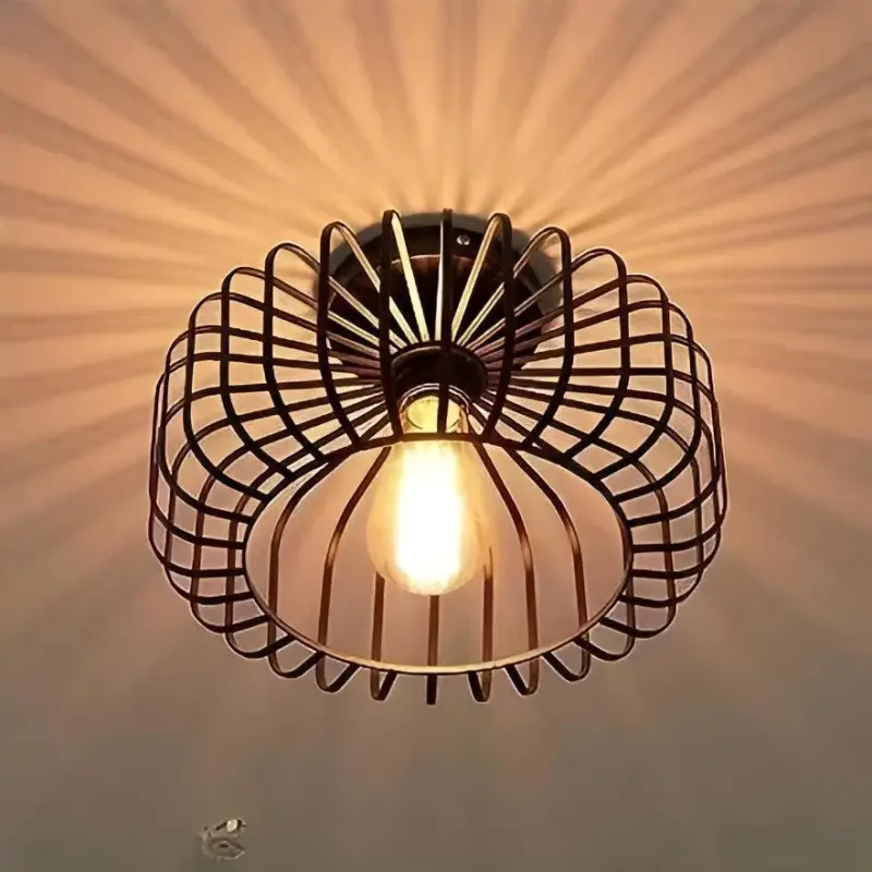 E27 Birdcage Ceiling Light Black Cage Light Surface Mounted Ceiling Light tag1