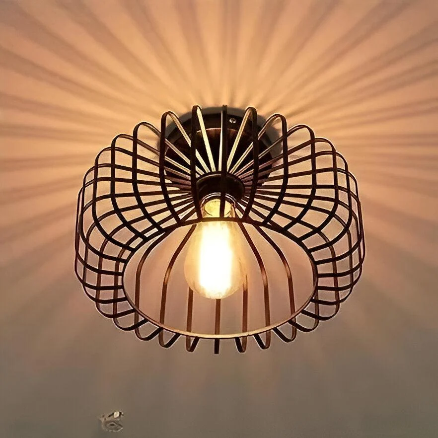 E27 Birdcage Ceiling Light - Black Cage Light - Surface Mounted Ceiling Light -  - #tag1#