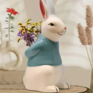 Easter Ceramic Rabbit Bunny Vase - 