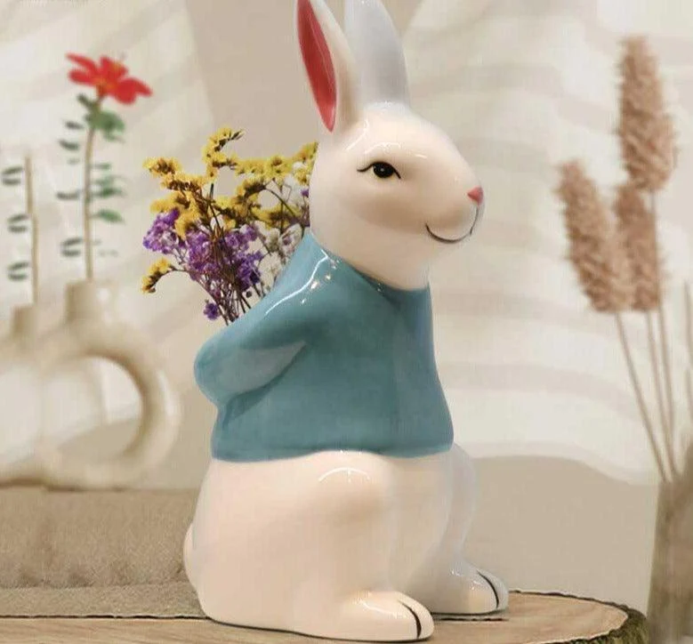 Easter Ceramic Rabbit Bunny Vase -