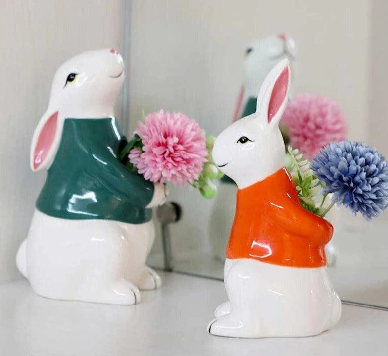 Easter Ceramic Rabbit Bunny Vase -