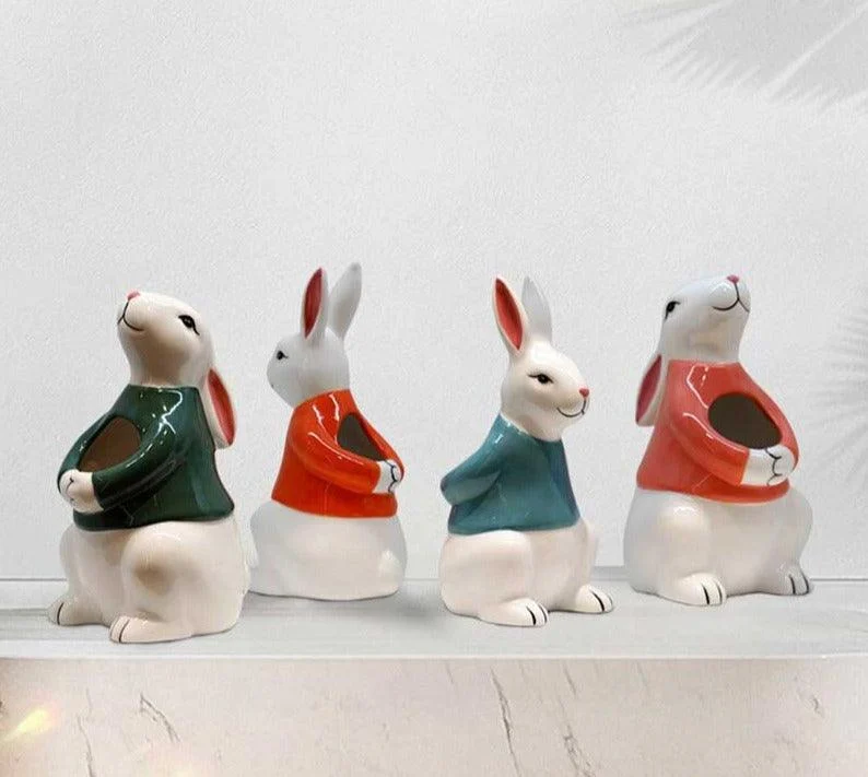 Easter Ceramic Rabbit Bunny Vase -