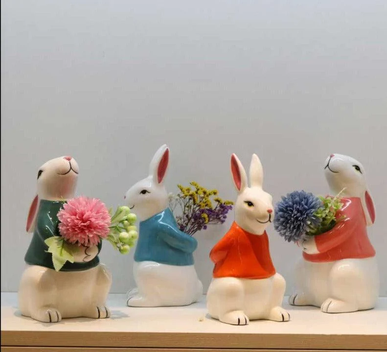 Easter Ceramic Rabbit Bunny Vase -